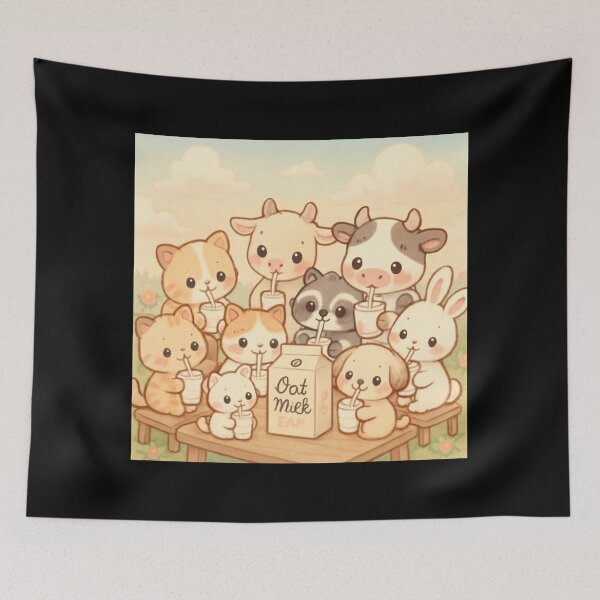 Item preview, Oat Milk - cute kitten puppy goat raccoon designed and sold by DamioPolArt.