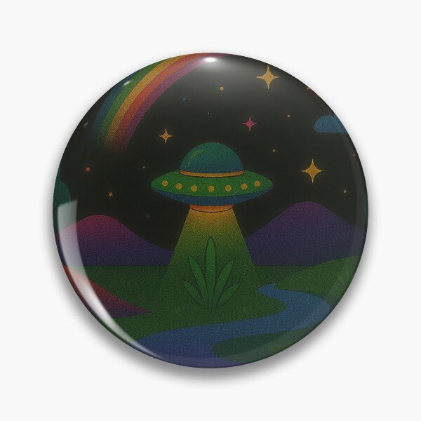 Item preview, Whimsical UFO Rainbow Night Landing designed and sold by zzz888.