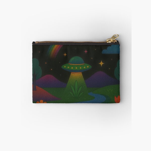 Item preview, Whimsical UFO Rainbow Night Landing designed and sold by zzz888.