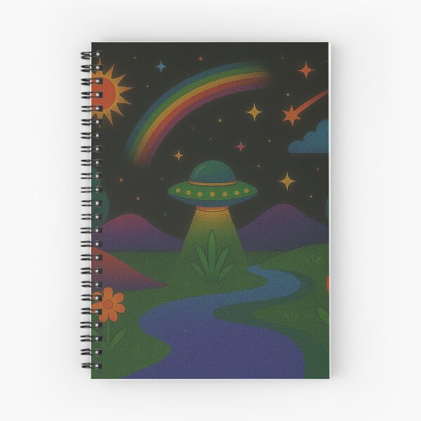 Item preview, Whimsical UFO Rainbow Night Landing designed and sold by zzz888.
