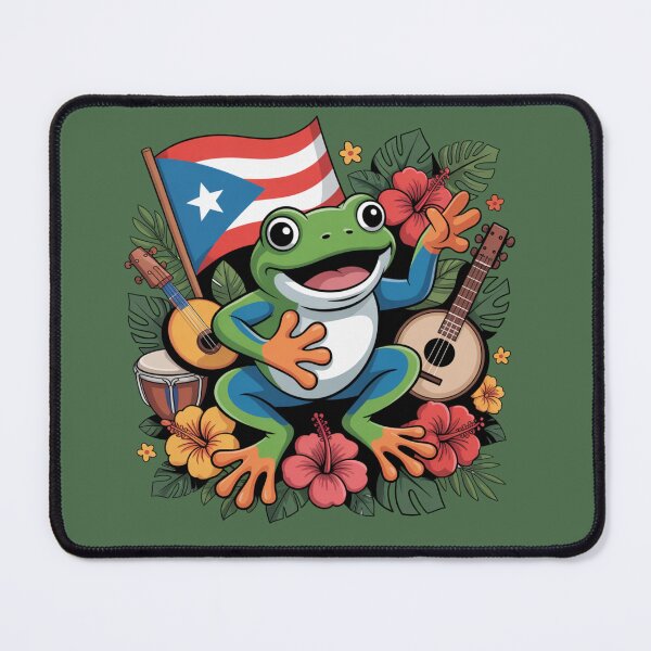 Item preview, PUERTO RICO CULTURE FROG – Coquí Pride with Flag & Hibiscus designed and sold by ByBryteG.