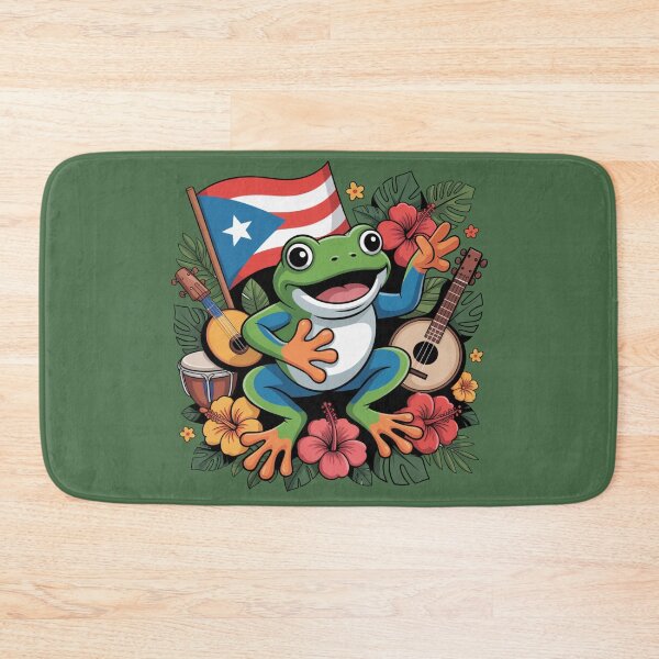Item preview, PUERTO RICO CULTURE FROG – Coquí Pride with Flag & Hibiscus designed and sold by ByBryteG.