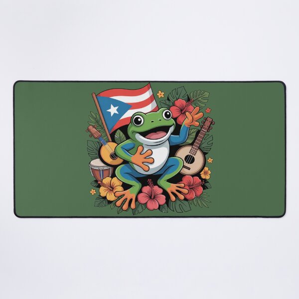Item preview, PUERTO RICO CULTURE FROG – Coquí Pride with Flag & Hibiscus designed and sold by ByBryteG.