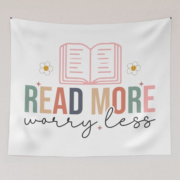 Item preview, Read More Worry Less – Inspirational Book Quote designed and sold by artcultreone.