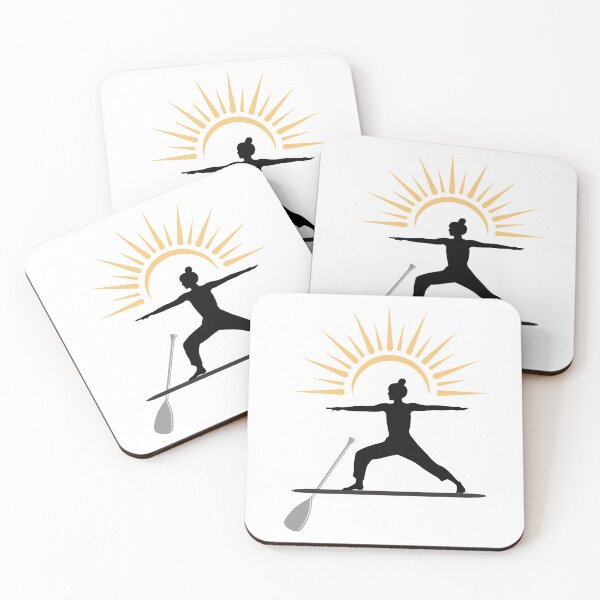 Item preview, Warrior Pose Paddleboard Silhouette with Sun designed and sold by bobparduephoto.