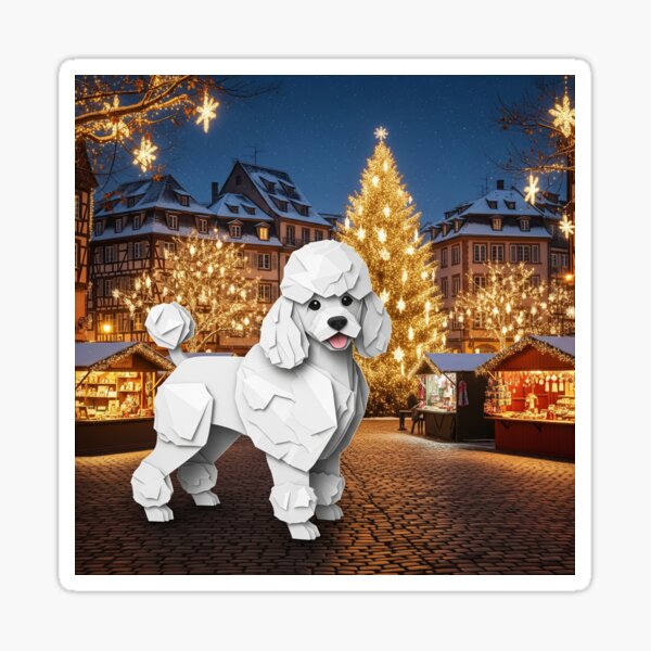Artikel-Vorschau von Fröhlicher Pudel in Straßburg – Weihnachtsmarktszene aus Papierfalten, designt und verkauft von ChernTawan.