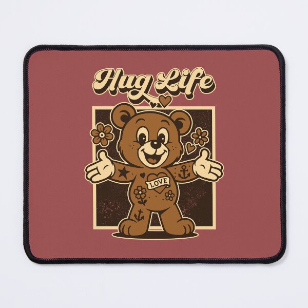 Item preview, Retro Tattoo Teddy Bear: Hug Life designed and sold by TheJollyDoodle.