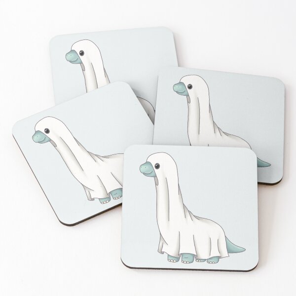 Item preview, Brontosaurus / Diplodocus Dinosaur Wearing Ghost Costume - Halloween designed and sold by Charlotte Paints.