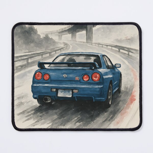 Item preview, JDM Night Run – Wangan Highway in Ink Style designed and sold by SakuraSpeed.