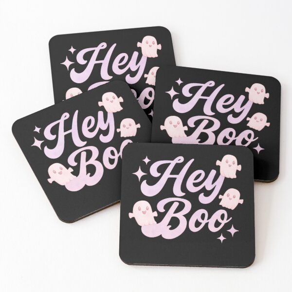 Item preview, Hey Boo – Cute Pastel Pink and Purple Ghosts Sweet and Spooky Halloween Design designed and sold by baggycatsworld.