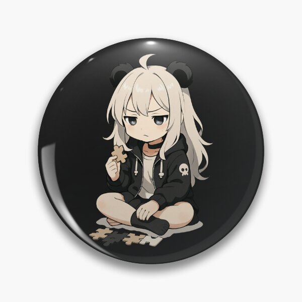 Item preview, Noa the Puzzle Solver – Cute Chibi Girl Concentrating on a Jigsaw Puzzle designed and sold by ColorSplash123.