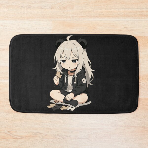 Item preview, Noa the Puzzle Solver – Cute Chibi Girl Concentrating on a Jigsaw Puzzle designed and sold by ColorSplash123.
