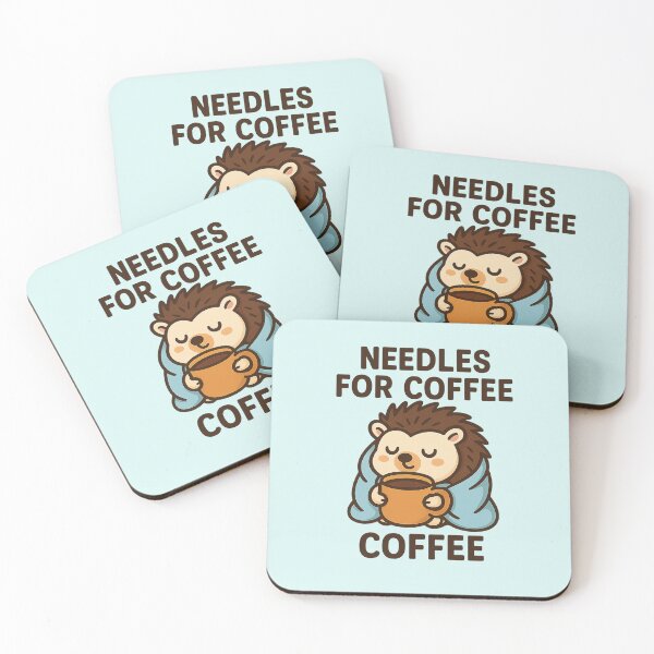 Item preview, Needles for Coffee – Cute Hedgehog Wrapped in Blanket Holding Coffee Mug Cartoon Illustration designed and sold by konthai.familyart.