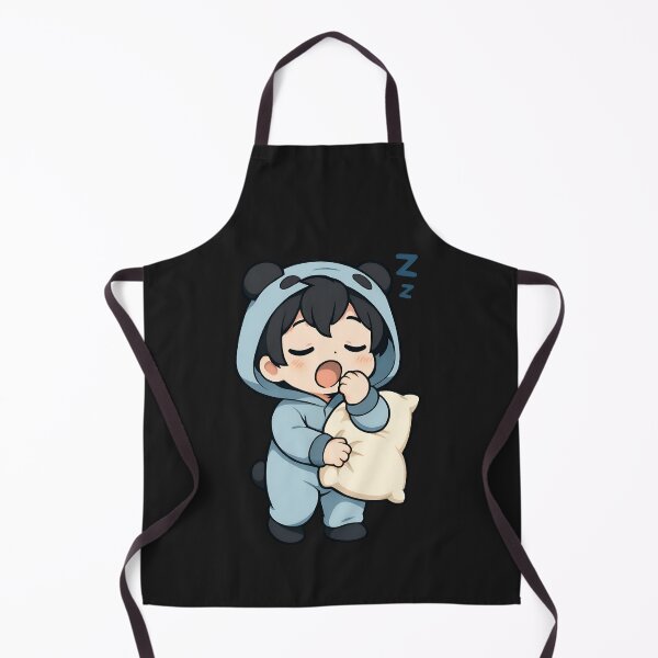 Item preview, Happy Sleepy Panda Boy – Cute Chibi Panda in Pajamas Holding Pillow designed and sold by ColorSplash123.