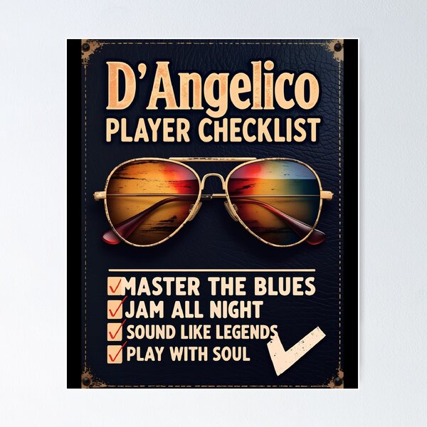 Item preview, D'Angelico Guitar Player Checklist Retro Vintage Design designed and sold by PrintSnap.