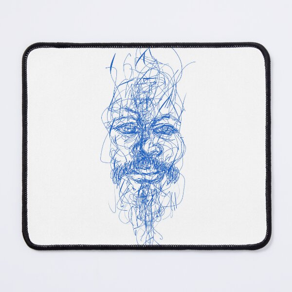 Item preview, Human Face with Mustache Line Art Digital Scribble Sketch designed and sold by Wiggly Lines.