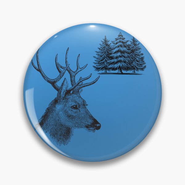 Item preview, Deer Head with Pine Trees – Rustic Wildlife Illustration designed and sold by ToscaniArt.