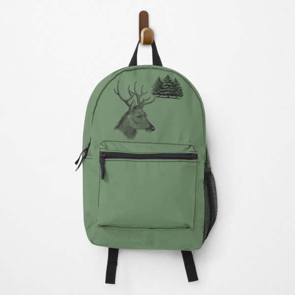 Item preview, Deer Head with Pine Trees – Rustic Wildlife Illustration designed and sold by ToscaniArt.