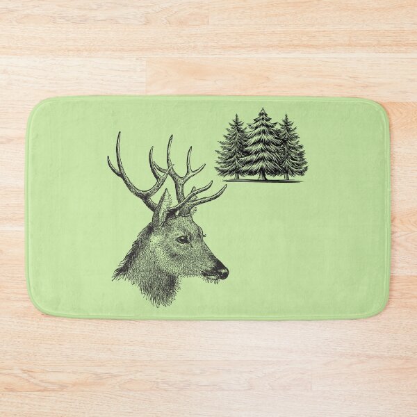 Item preview, Deer Head with Pine Trees – Rustic Wildlife Illustration designed and sold by ToscaniArt.