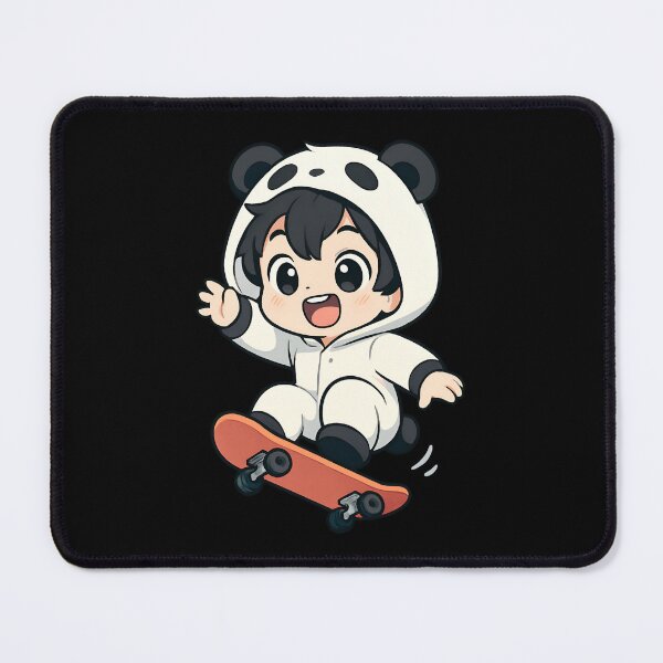 Item preview, Skater Panda Boy – Cute Chibi Panda Doing Skateboard Trick designed and sold by ColorSplash123.