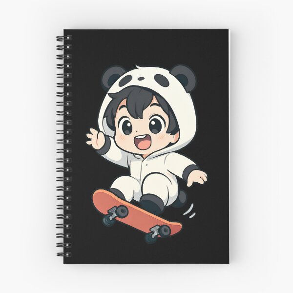 Item preview, Skater Panda Boy – Cute Chibi Panda Doing Skateboard Trick designed and sold by ColorSplash123.