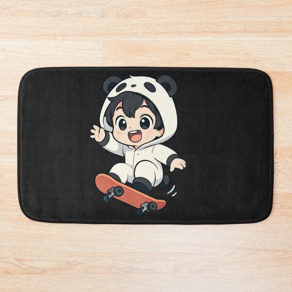 Item preview, Skater Panda Boy – Cute Chibi Panda Doing Skateboard Trick designed and sold by ColorSplash123.