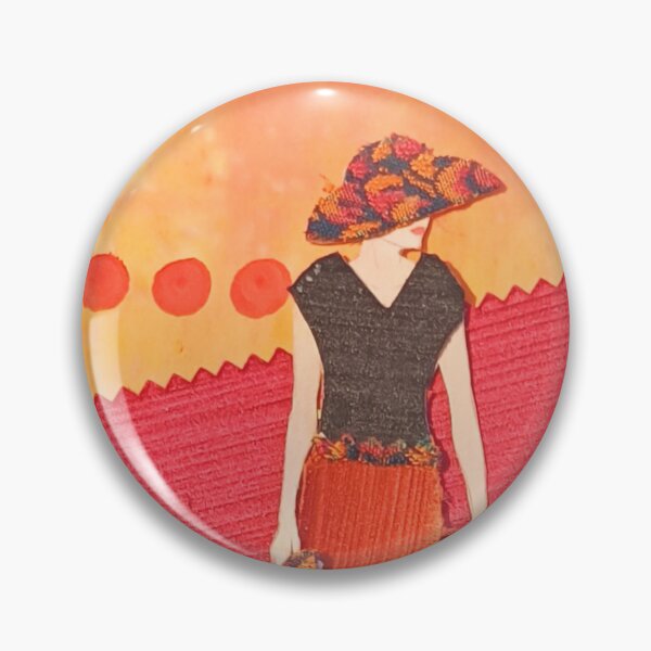 Item preview, Orange textile collage lady designed and sold by Jo Wyles.