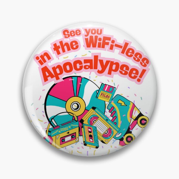 Item preview, WiFi-less Apocalypse – Cute Chaos & 90s Techitude.  Perfect for those who survive chaos with charm, humor, and a pencil to rewind the tape. designed and sold by Aloor.