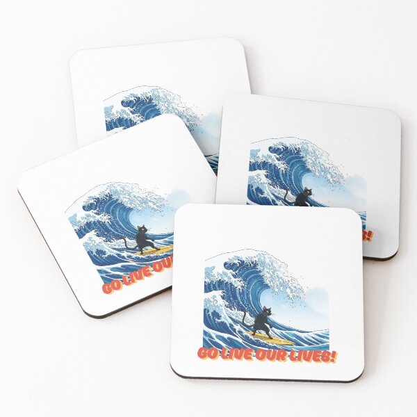 Item preview, Surfing Black Cat – Funny Cool Surf Wave designed and sold by Pawandkin.