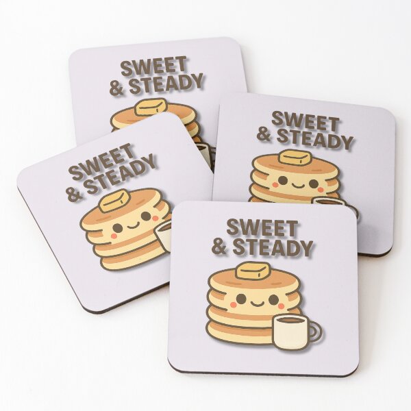 Item preview, Sweet & Steady – Cute Pancake Stack Holding Coffee Funny Breakfast Cartoon Illustration designed and sold by konthai.familyart.