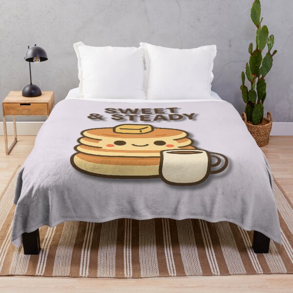 Item preview, Sweet & Steady – Cute Pancake Stack Holding Coffee Funny Breakfast Cartoon Illustration designed and sold by konthai.familyart.