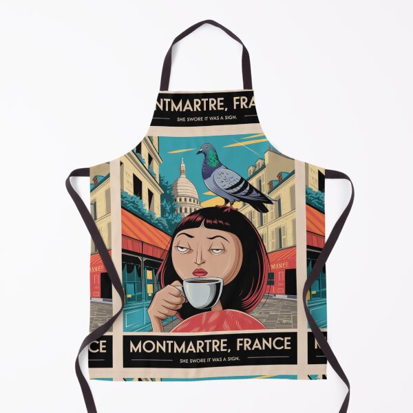 Item preview, Montmartre, France Travel Poster |  Le Quirks Character with Pigeon  designed and sold by LeQuirks.