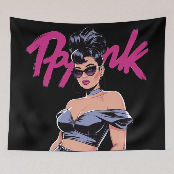 Item preview, PYNK Icon – Retro Glam Woman in Shiny Midnight Outfit designed and sold by jelonkaa.