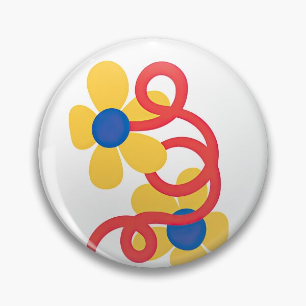 Item preview, Playful Yellow Flower Trio With Red Swirl Vines designed and sold by ArtfulWeave.