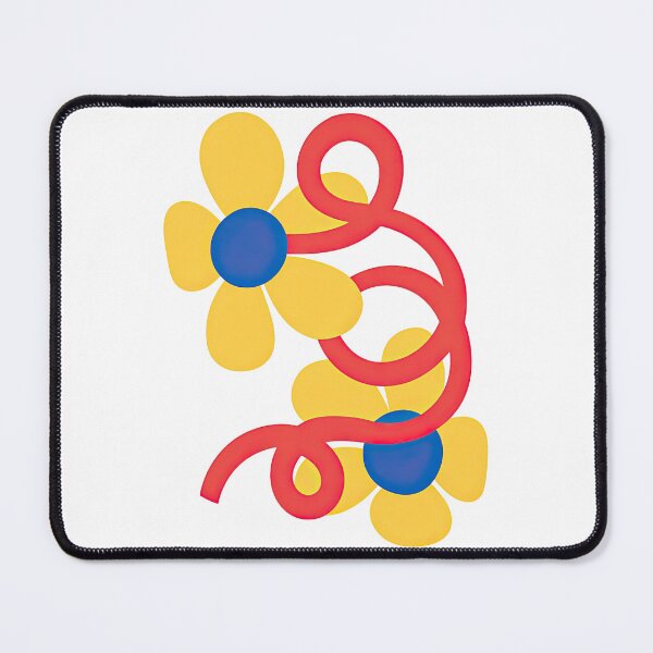 Item preview, Playful Yellow Flower Trio With Red Swirl Vines designed and sold by ArtfulWeave.