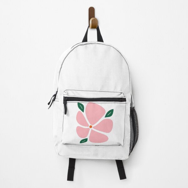 Item preview, Stylized Minimalist Pink Flower With Green Leaves designed and sold by ArtfulWeave.