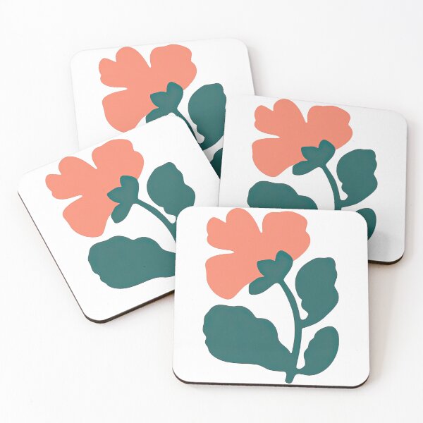 Item preview, Coral Orange Flower With Dark Green Leaves Illustration designed and sold by ArtfulWeave.