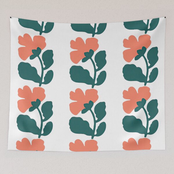 Item preview, Coral Orange Flower With Dark Green Leaves Illustration designed and sold by ArtfulWeave.