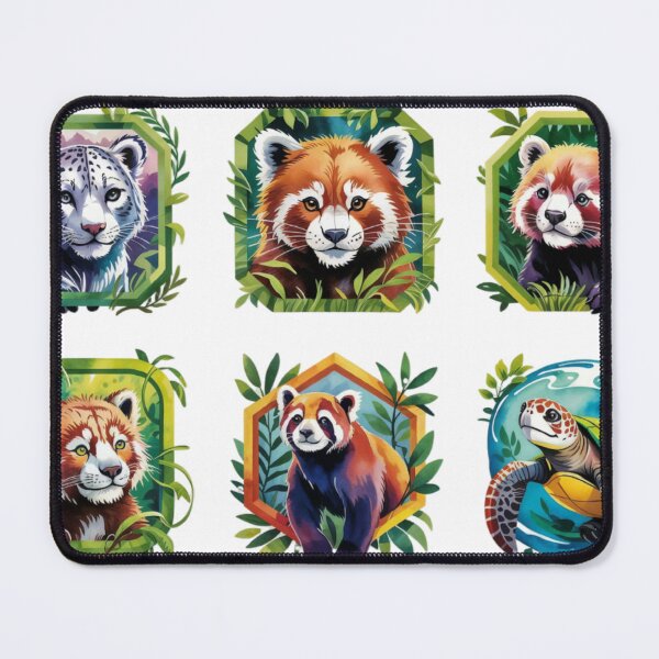 Item preview, Six Stylized Animal Illustrations with Natural and Geometric Frames designed and sold by Creative88Art.