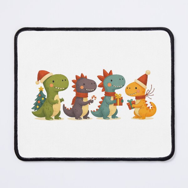 Item preview, Cute Christmas Dinosaur Group Illustration designed and sold by ArtfulWeave.