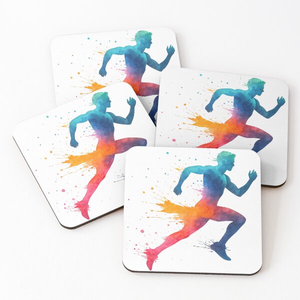 Item preview, Color Splash Watercolor Runner Silhouette Art designed and sold by ArtfulWeave.