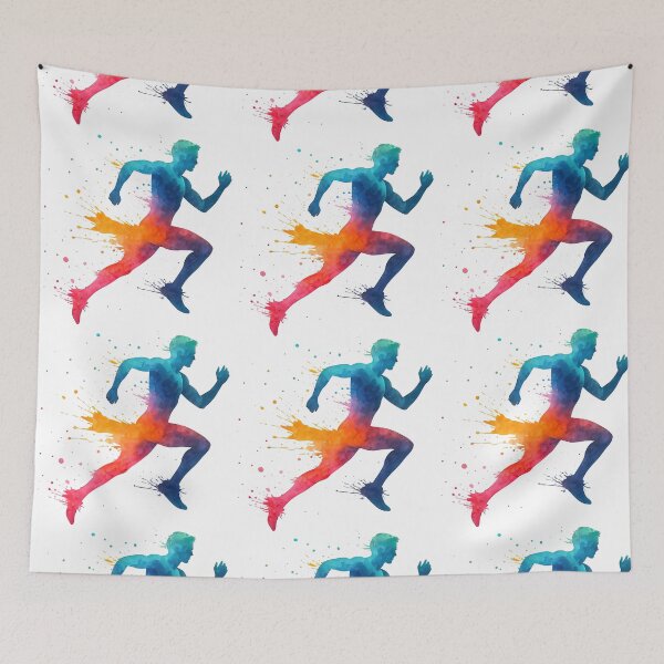 Item preview, Color Splash Watercolor Runner Silhouette Art designed and sold by ArtfulWeave.