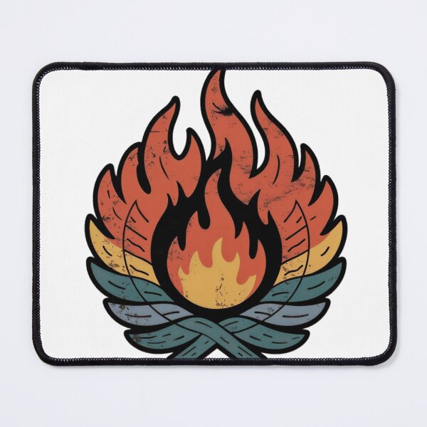 Item preview, Vintage Emblem with Flame and Crossed Green Leaves on Black designed and sold by Creative88Art.