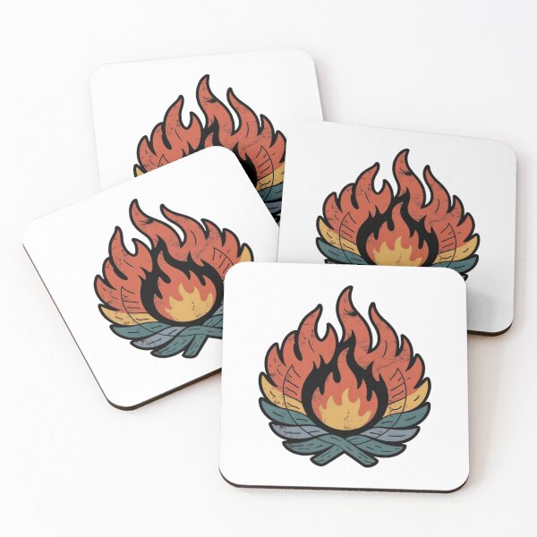 Item preview, Vintage Emblem with Flame and Crossed Green Leaves on Black designed and sold by Creative88Art.
