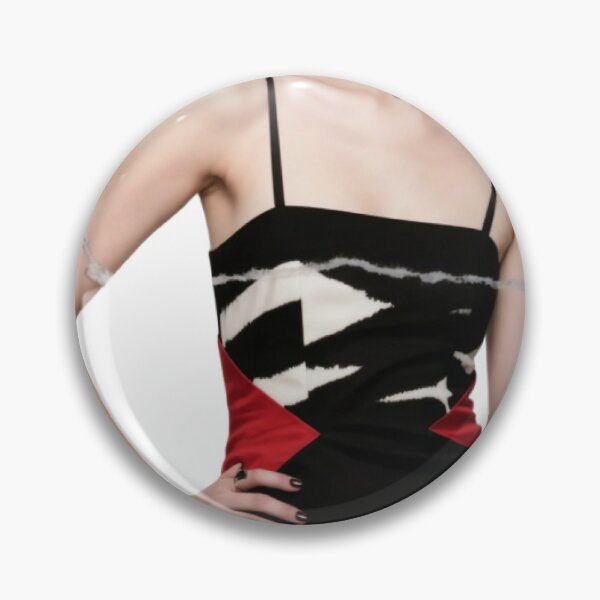 Item preview, Woman in Black Dress with White and Red Geometric Patterns designed and sold by Creative88Art.