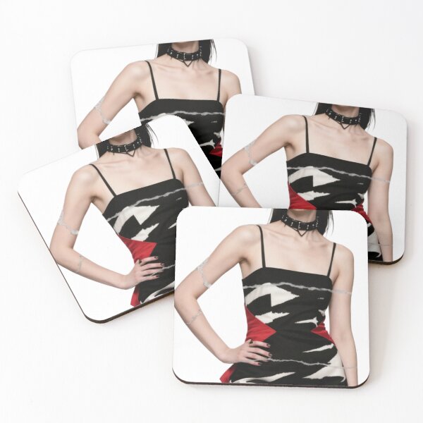 Item preview, Woman in Black Dress with White and Red Geometric Patterns designed and sold by Creative88Art.