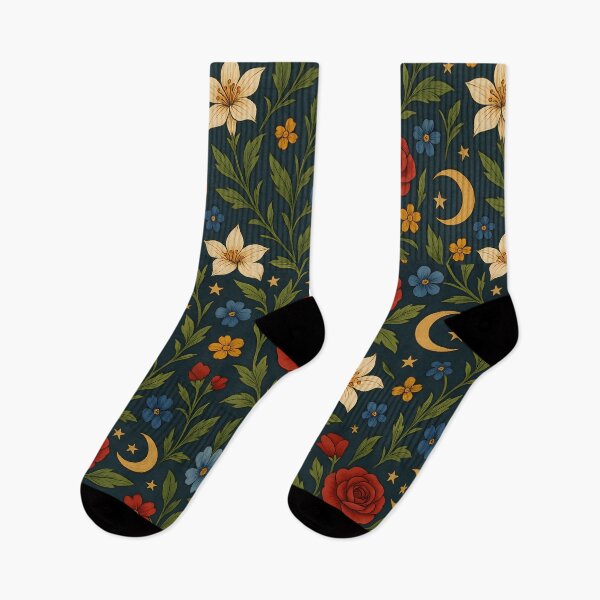 Item preview, Moon Flowers Medieval Style floral print designed and sold by Dragonlit.