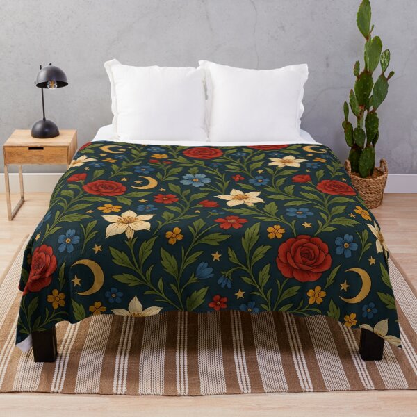 Item preview, Moon Flowers Medieval Style floral print designed and sold by Dragonlit.