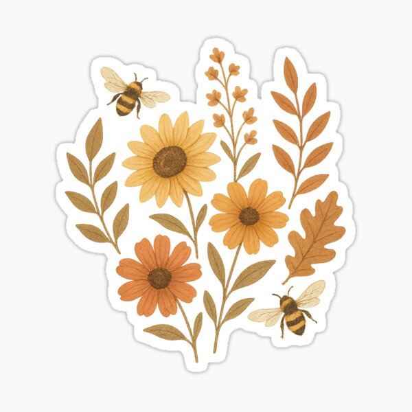 Item preview, Unique Floral Bee's and flowers designed and sold by ShortSupplyStudio.