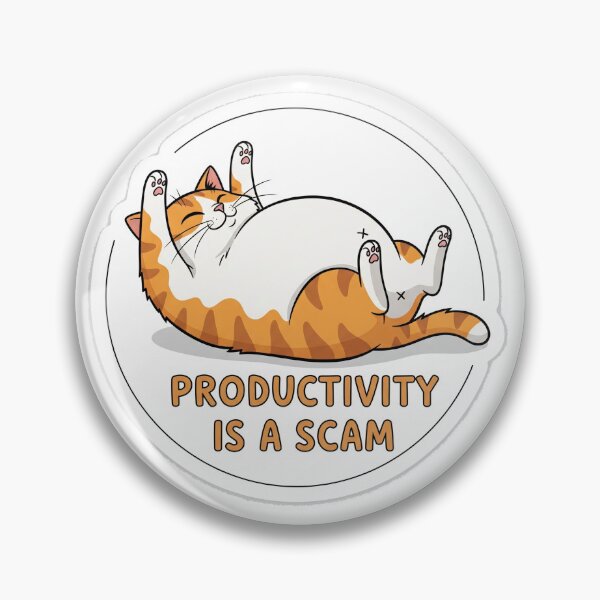 Item preview, Productivity Is a Scam – Funny Fat Cat Sticker in Cartoon Style designed and sold by 001Haiba.